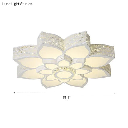 DecorBites™ DecorBites™ Lotus Crystal Flush Mount Light Fixture - White - 23.5"/29.5"/35.5" W - LED Ceiling Light in Warm/White Light