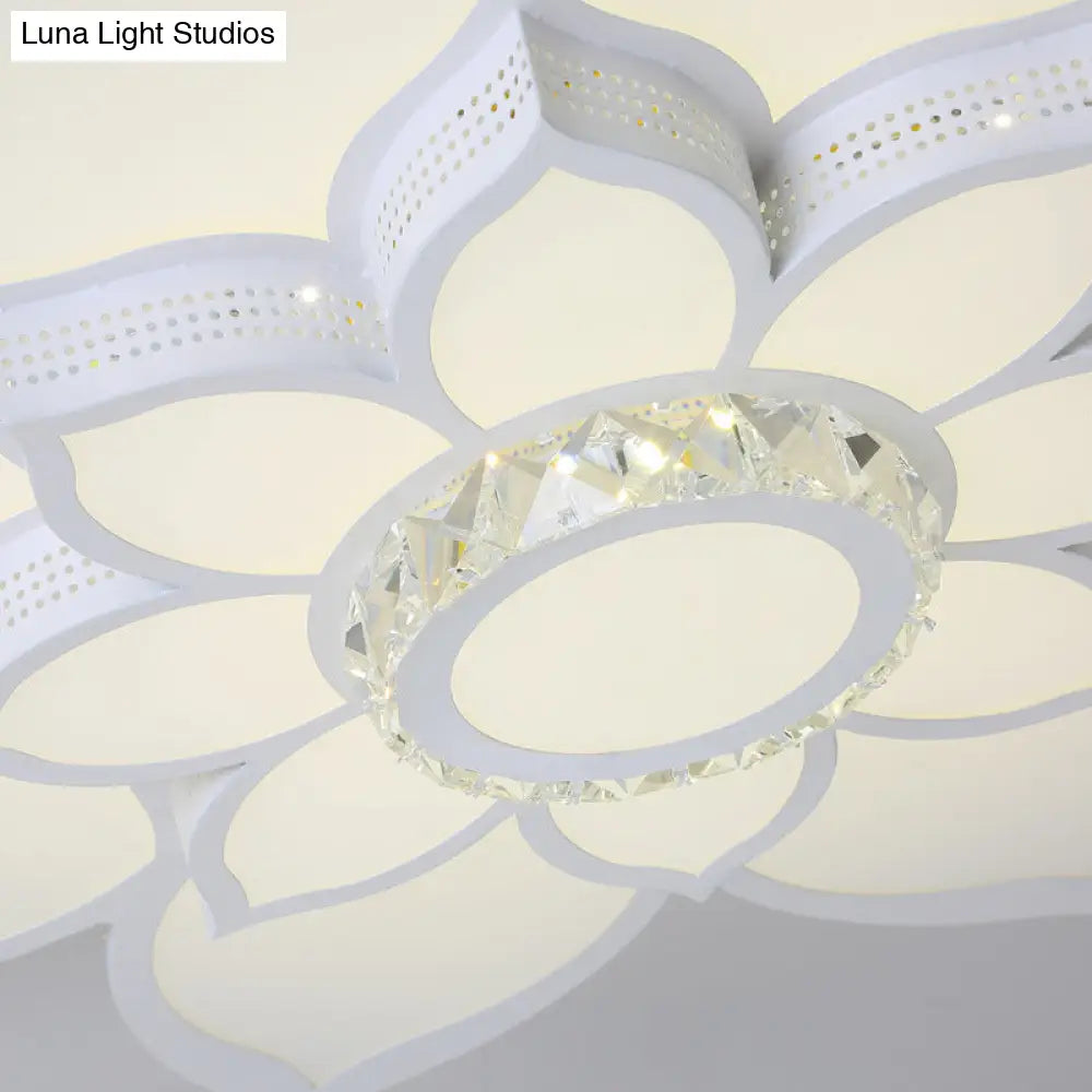 DecorBites™ DecorBites™ Lotus Crystal Flush Mount Light Fixture - White - 23.5"/29.5"/35.5" W - LED Ceiling Light in Warm/White Light