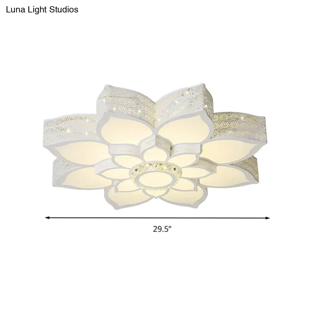 DecorBites™ DecorBites™ Lotus Crystal Flush Mount Light Fixture - White - 23.5"/29.5"/35.5" W - LED Ceiling Light in Warm/White Light