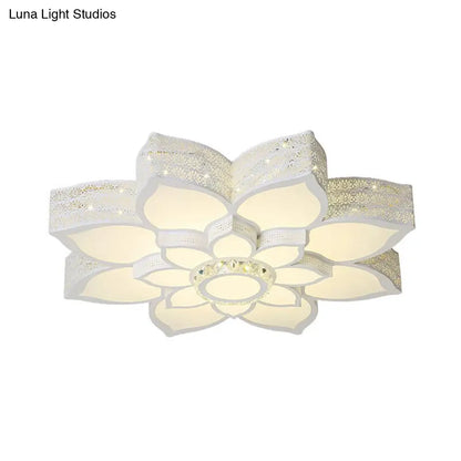 DecorBites™ DecorBites™ Lotus Crystal Flush Mount Light Fixture - White - 23.5"/29.5"/35.5" W - LED Ceiling Light in Warm/White Light