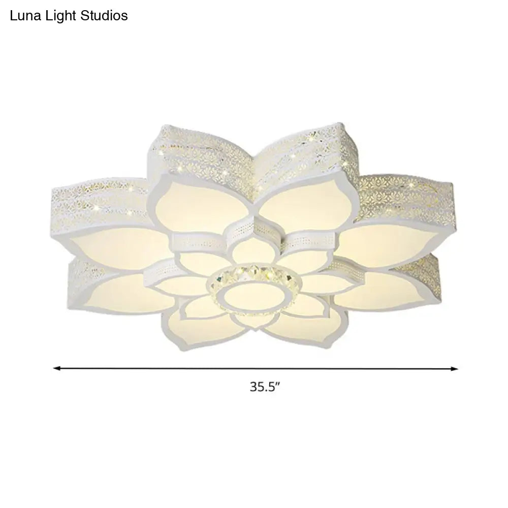 DecorBites™ DecorBites™ Lotus Crystal Flush Mount Light Fixture - White - 23.5"/29.5"/35.5" W - LED Ceiling Light in Warm/White Light