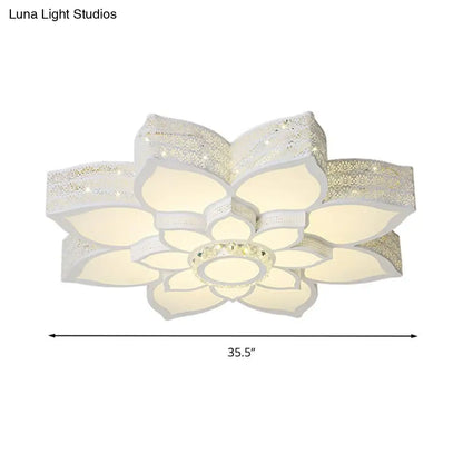 DecorBites™ DecorBites™ Lotus Crystal Flush Mount Light Fixture - White - 23.5"/29.5"/35.5" W - LED Ceiling Light in Warm/White Light