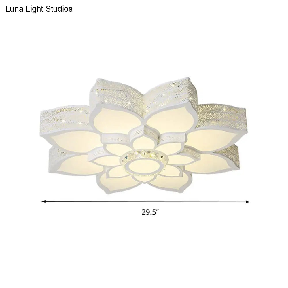 DecorBites™ DecorBites™ Lotus Crystal Flush Mount Light Fixture - White - 23.5"/29.5"/35.5" W - LED Ceiling Light in Warm/White Light
