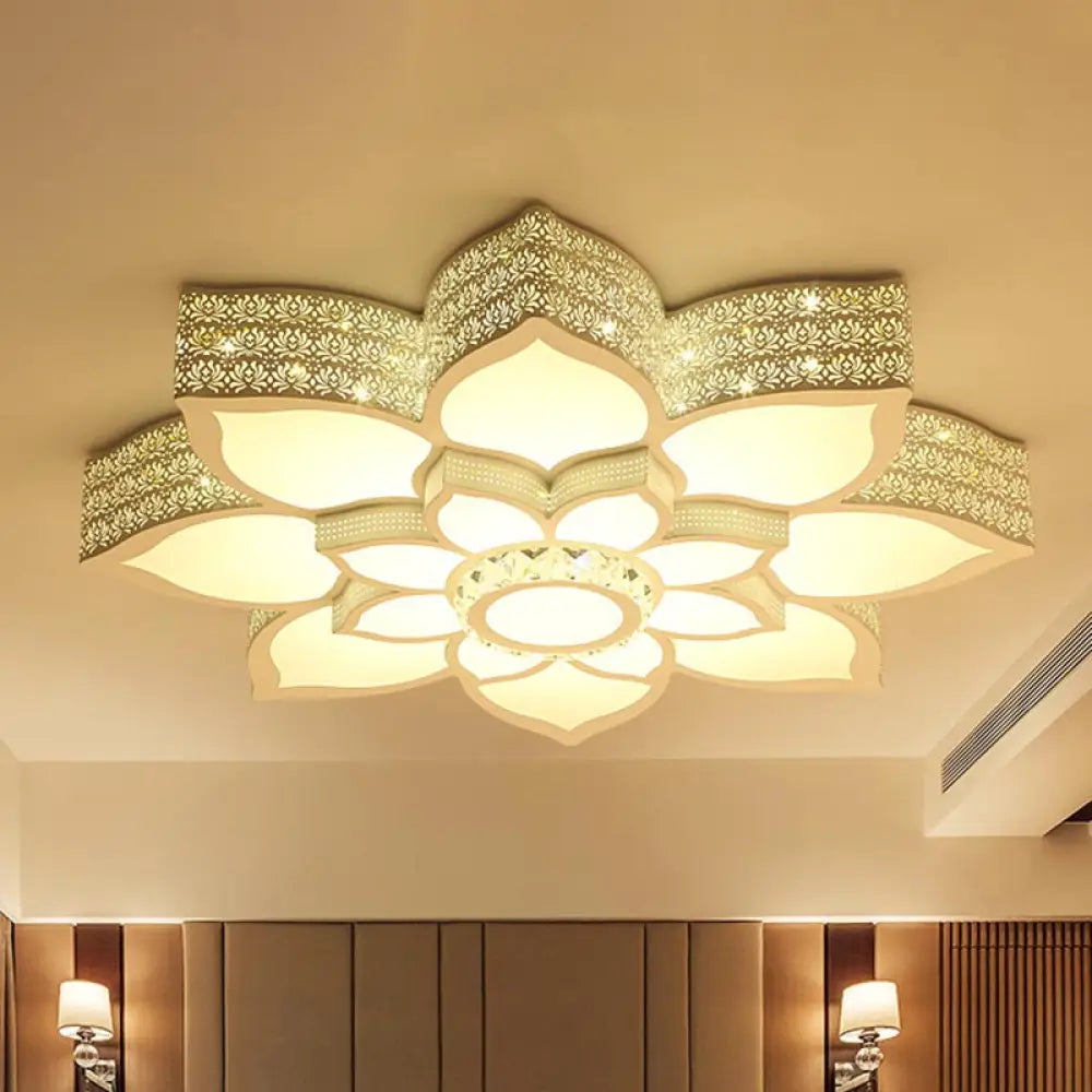 DecorBites™ DecorBites™ Lotus Crystal Flush Mount Light Fixture - White - 23.5"/29.5"/35.5" W - LED Ceiling Light in Warm/White Light