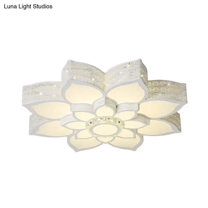 DecorBites™ DecorBites™ Lotus Crystal Flush Mount Light Fixture - White - 23.5"/29.5"/35.5" W - LED Ceiling Light in Warm/White Light