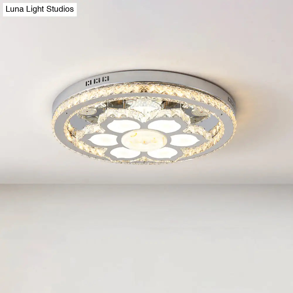 DecorBites™ DecorBites™ Lotus Crystal LED Flush Mount Lamp - Minimalistic Stainless-Steel Ceiling Lighting