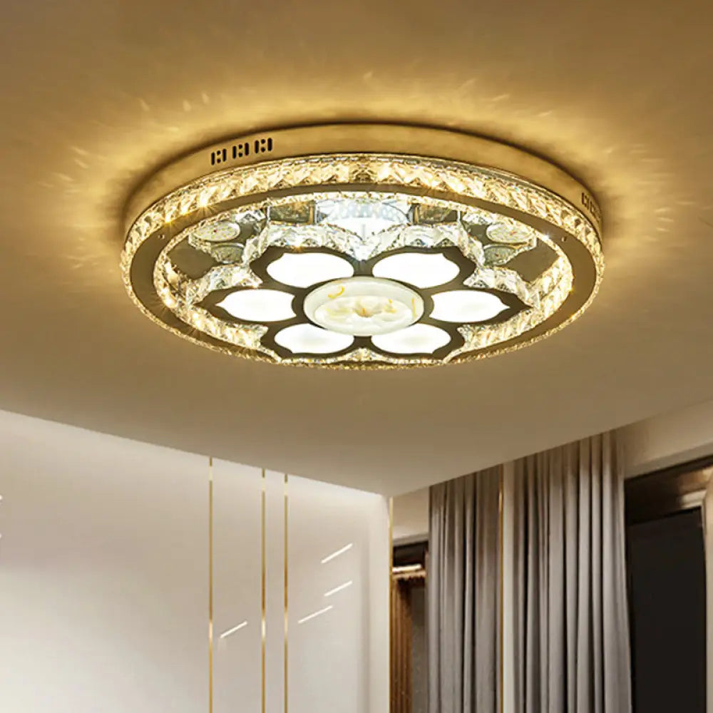 DecorBites™ DecorBites™ Lotus Crystal LED Flush Mount Lamp - Minimalistic Stainless-Steel Ceiling Lighting