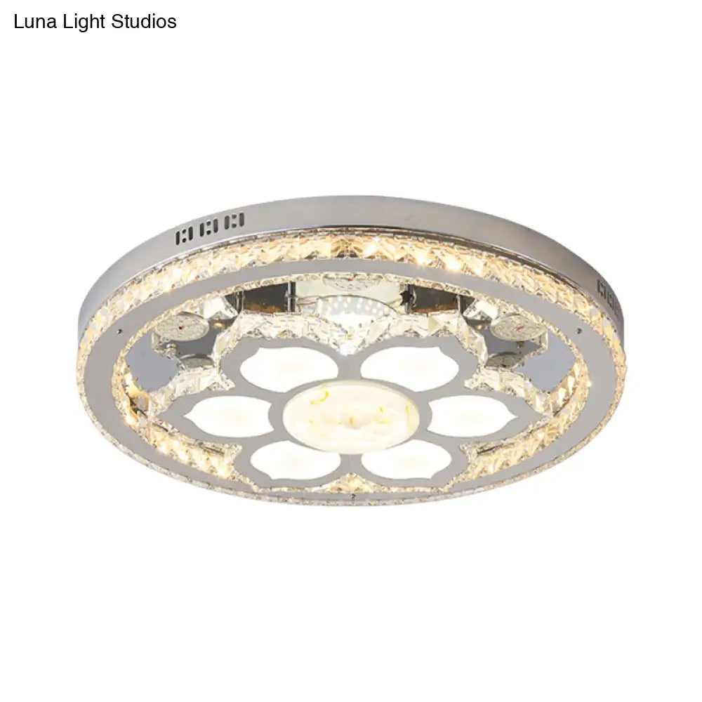 DecorBites™ DecorBites™ Lotus Crystal LED Flush Mount Lamp - Minimalistic Stainless-Steel Ceiling Lighting