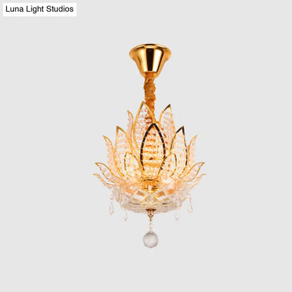 DecorBites™ DecorBites™ Lotus Flush Mount Lamp - 3-Light Crystal Ceiling Light in Gold