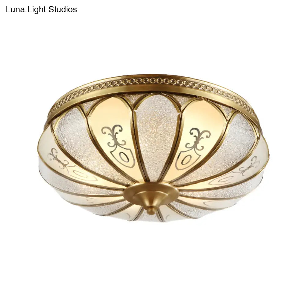 DecorBites™ DecorBites™ Lotus Frosted Glass Flush Mount Ceiling Light Fixture - Colonial Design, Gold Finish - 3/4/5 Heads - Ideal for Bedrooms