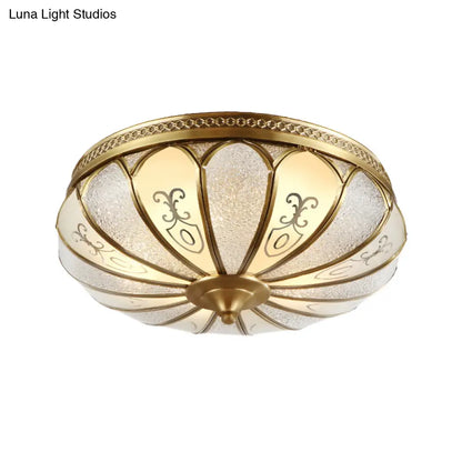DecorBites™ DecorBites™ Lotus Frosted Glass Flush Mount Ceiling Light Fixture - Colonial Design, Gold Finish - 3/4/5 Heads - Ideal for Bedrooms