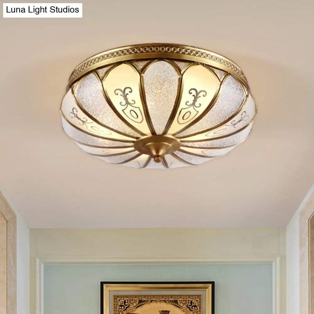 DecorBites™ DecorBites™ Lotus Frosted Glass Flush Mount Ceiling Light Fixture - Colonial Design, Gold Finish - 3/4/5 Heads - Ideal for Bedrooms