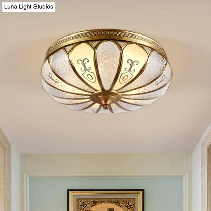 DecorBites™ DecorBites™ Lotus Frosted Glass Flush Mount Ceiling Light Fixture - Colonial Design, Gold Finish - 3/4/5 Heads - Ideal for Bedrooms