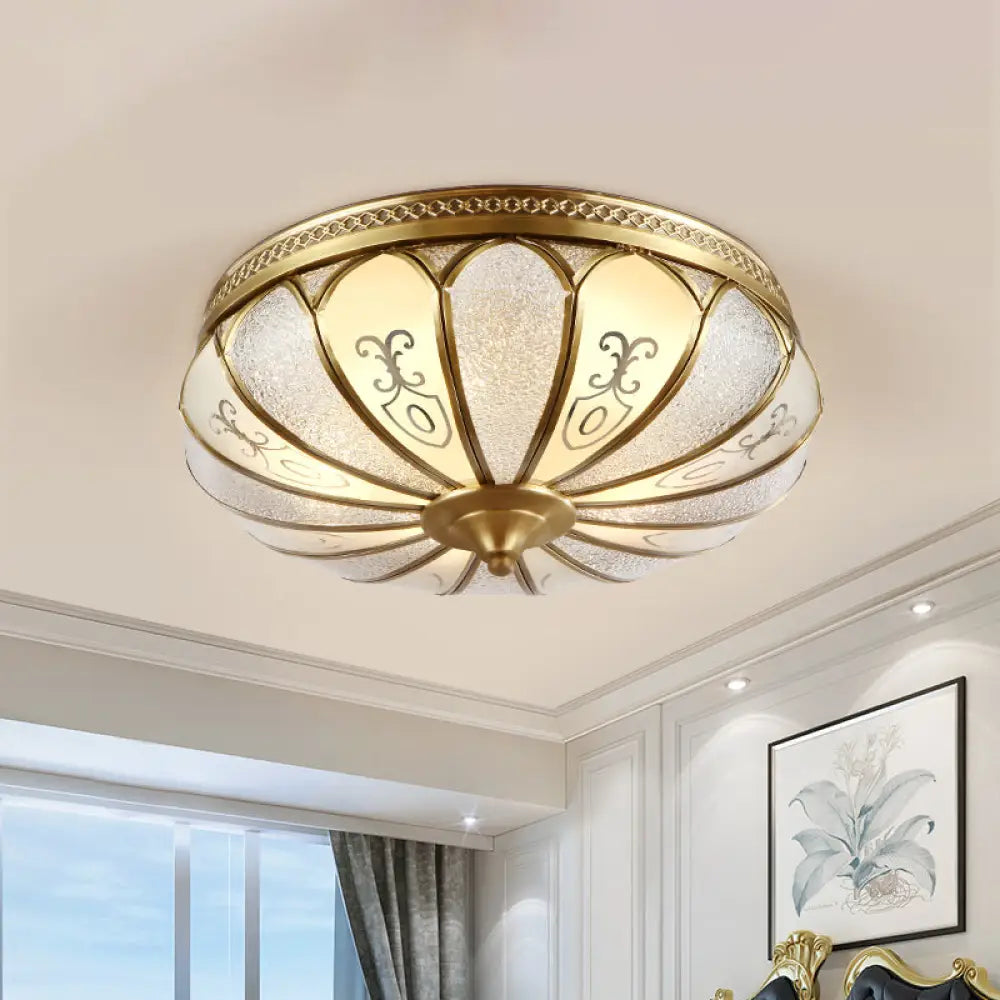 DecorBites™ DecorBites™ Lotus Frosted Glass Flush Mount Ceiling Light Fixture - Colonial Design, Gold Finish - 3/4/5 Heads - Ideal for Bedrooms