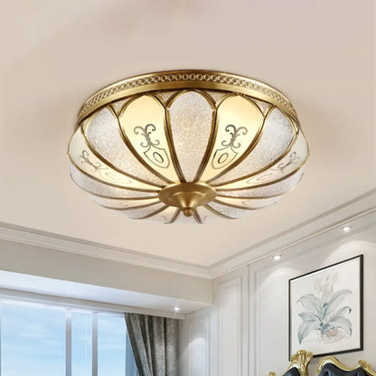 DecorBites™ DecorBites™ Lotus Frosted Glass Flush Mount Ceiling Light Fixture - Colonial Design, Gold Finish - 3/4/5 Heads - Ideal for Bedrooms