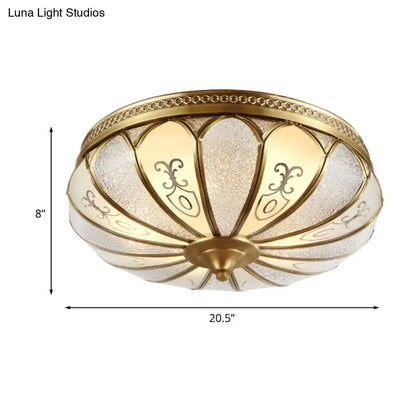 DecorBites™ DecorBites™ Lotus Frosted Glass Flush Mount Ceiling Light Fixture - Colonial Design, Gold Finish - 3/4/5 Heads - Ideal for Bedrooms