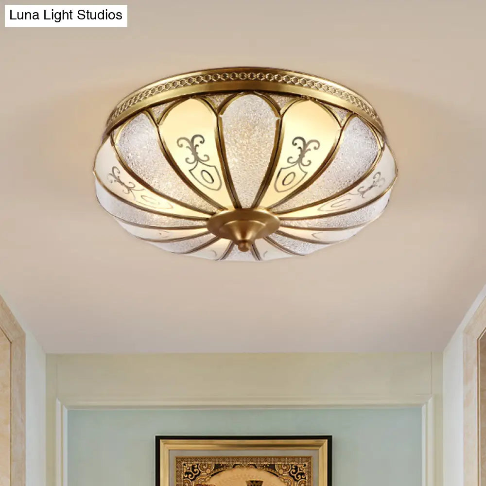 DecorBites™ DecorBites™ Lotus Frosted Glass Flush Mount Ceiling Light Fixture - Colonial Design, Gold Finish - 3/4/5 Heads - Ideal for Bedrooms