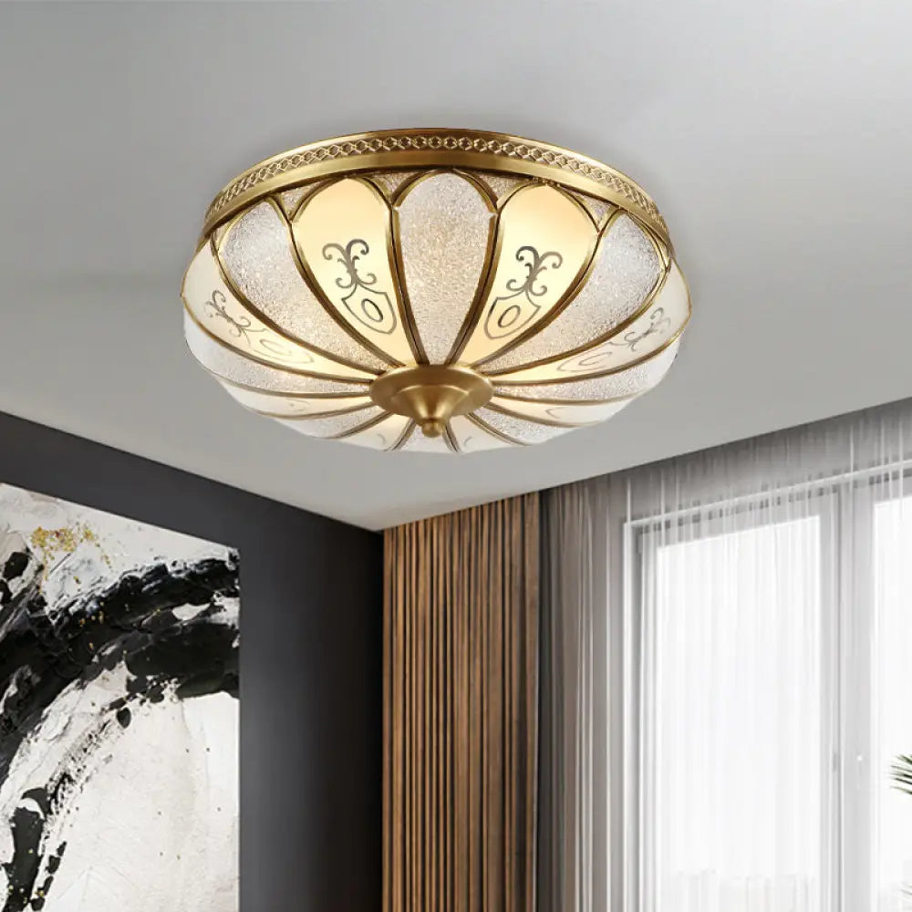 DecorBites™ DecorBites™ Lotus Frosted Glass Flush Mount Ceiling Light Fixture - Colonial Design, Gold Finish - 3/4/5 Heads - Ideal for Bedrooms