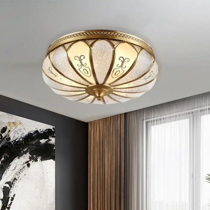 DecorBites™ DecorBites™ Lotus Frosted Glass Flush Mount Ceiling Light Fixture - Colonial Design, Gold Finish - 3/4/5 Heads - Ideal for Bedrooms