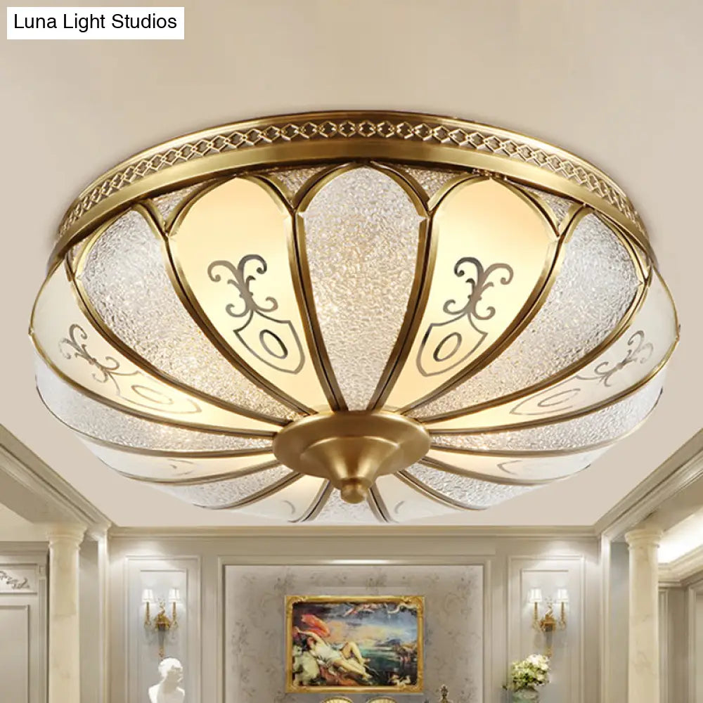 DecorBites™ DecorBites™ Lotus Frosted Glass Flush Mount Ceiling Light Fixture - Colonial Design, Gold Finish - 3/4/5 Heads - Ideal for Bedrooms