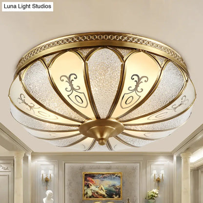 DecorBites™ DecorBites™ Lotus Frosted Glass Flush Mount Ceiling Light Fixture - Colonial Design, Gold Finish - 3/4/5 Heads - Ideal for Bedrooms