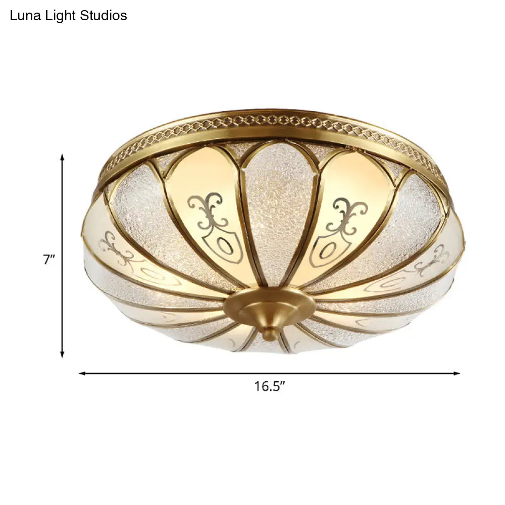 DecorBites™ DecorBites™ Lotus Frosted Glass Flush Mount Ceiling Light Fixture - Colonial Design, Gold Finish - 3/4/5 Heads - Ideal for Bedrooms