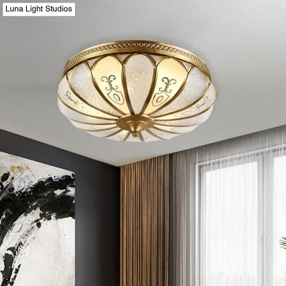 DecorBites™ DecorBites™ Lotus Frosted Glass Flush Mount Ceiling Light Fixture - Colonial Design, Gold Finish - 3/4/5 Heads - Ideal for Bedrooms