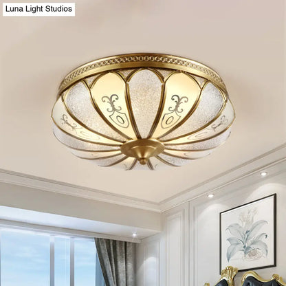 DecorBites™ DecorBites™ Lotus Frosted Glass Flush Mount Ceiling Light Fixture - Colonial Design, Gold Finish - 3/4/5 Heads - Ideal for Bedrooms