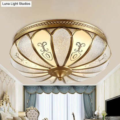 DecorBites™ DecorBites™ Lotus Frosted Glass Flush Mount Ceiling Light Fixture - Colonial Design, Gold Finish - 3/4/5 Heads - Ideal for Bedrooms