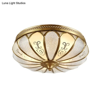 DecorBites™ DecorBites™ Lotus Frosted Glass Flush Mount Ceiling Light Fixture - Colonial Design, Gold Finish - 3/4/5 Heads - Ideal for Bedrooms