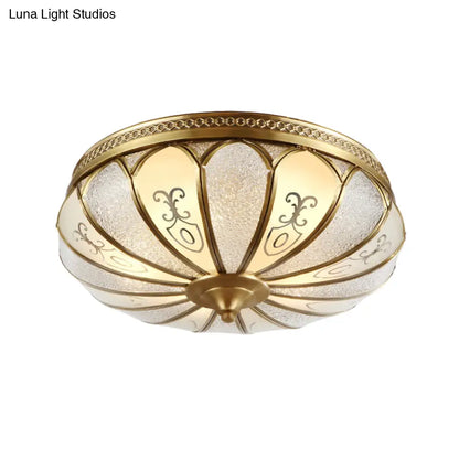 DecorBites™ DecorBites™ Lotus Frosted Glass Flush Mount Ceiling Light Fixture - Colonial Design, Gold Finish - 3/4/5 Heads - Ideal for Bedrooms