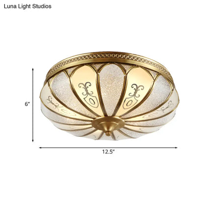 DecorBites™ DecorBites™ Lotus Frosted Glass Flush Mount Ceiling Light Fixture - Colonial Design, Gold Finish - 3/4/5 Heads - Ideal for Bedrooms