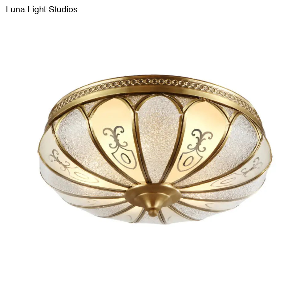 DecorBites™ DecorBites™ Lotus Frosted Glass Flush Mount Ceiling Light Fixture - Colonial Design, Gold Finish - 3/4/5 Heads - Ideal for Bedrooms