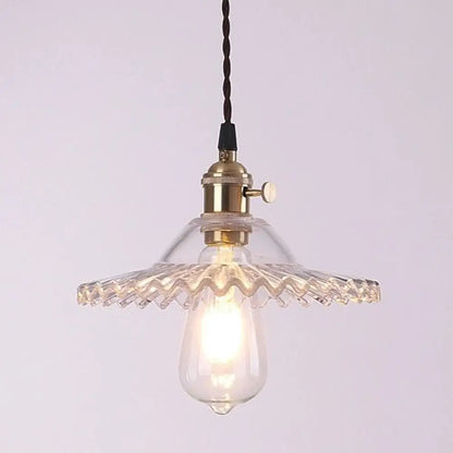 Lotus Glass Scalloped Pendant Lamp - Retro Industrial Style for Restaurants - 1-Light Hanging Lamp