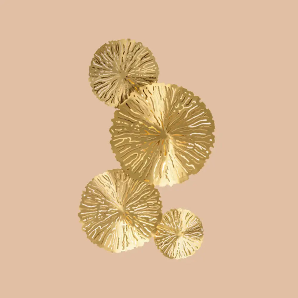 DecorBites™ Lotus Leaf Etched Brass Wall Sconce - Metal Art Deco Stairs Lamp