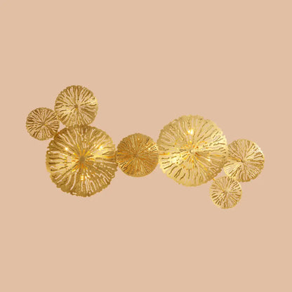 DecorBites™ Lotus Leaf Etched Brass Wall Sconce - Metal Art Deco Stairs Lamp