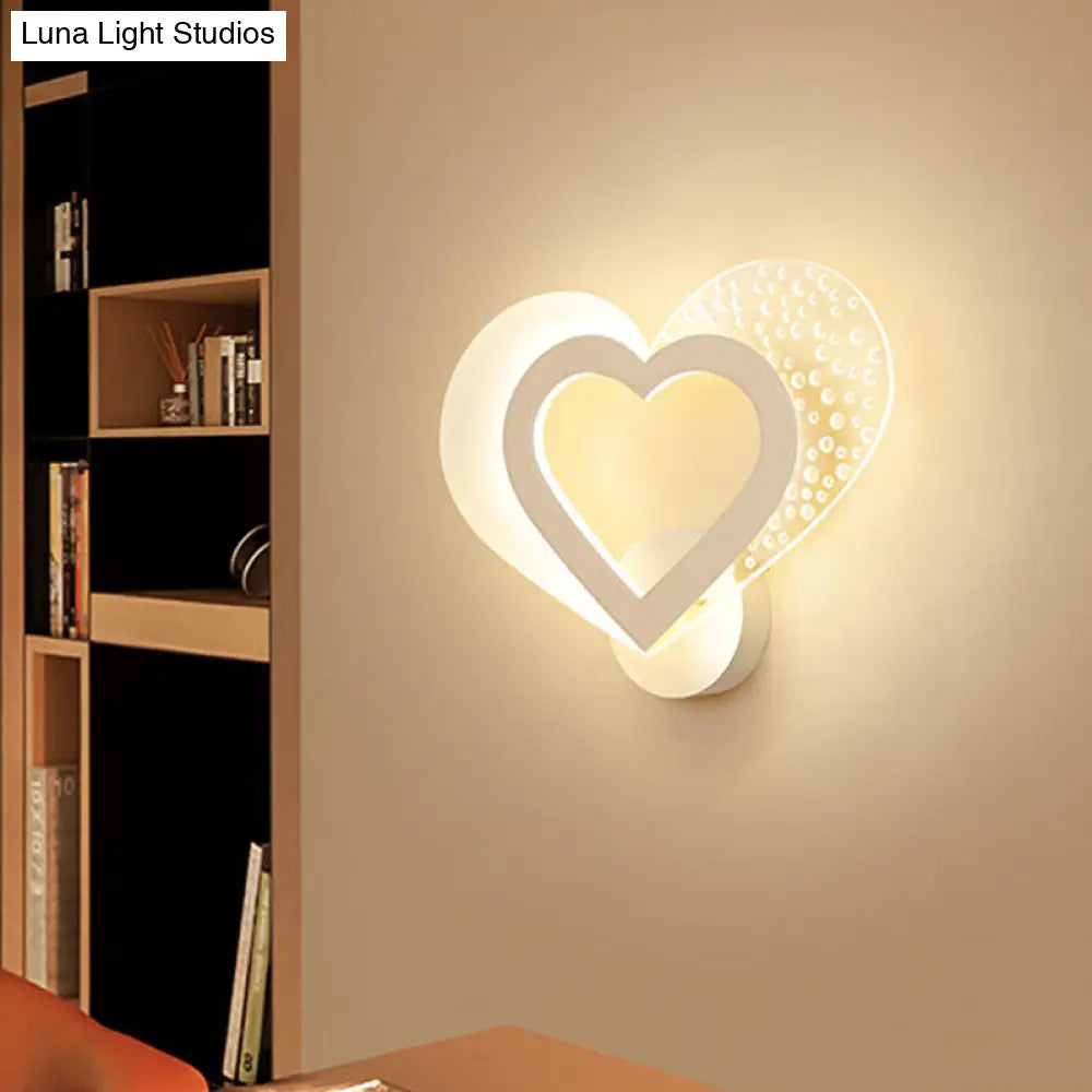 DecorBites™ Love Heart Wall Mounted Light: Contemporary Acrylic LED Sconce in Warm/White Light
