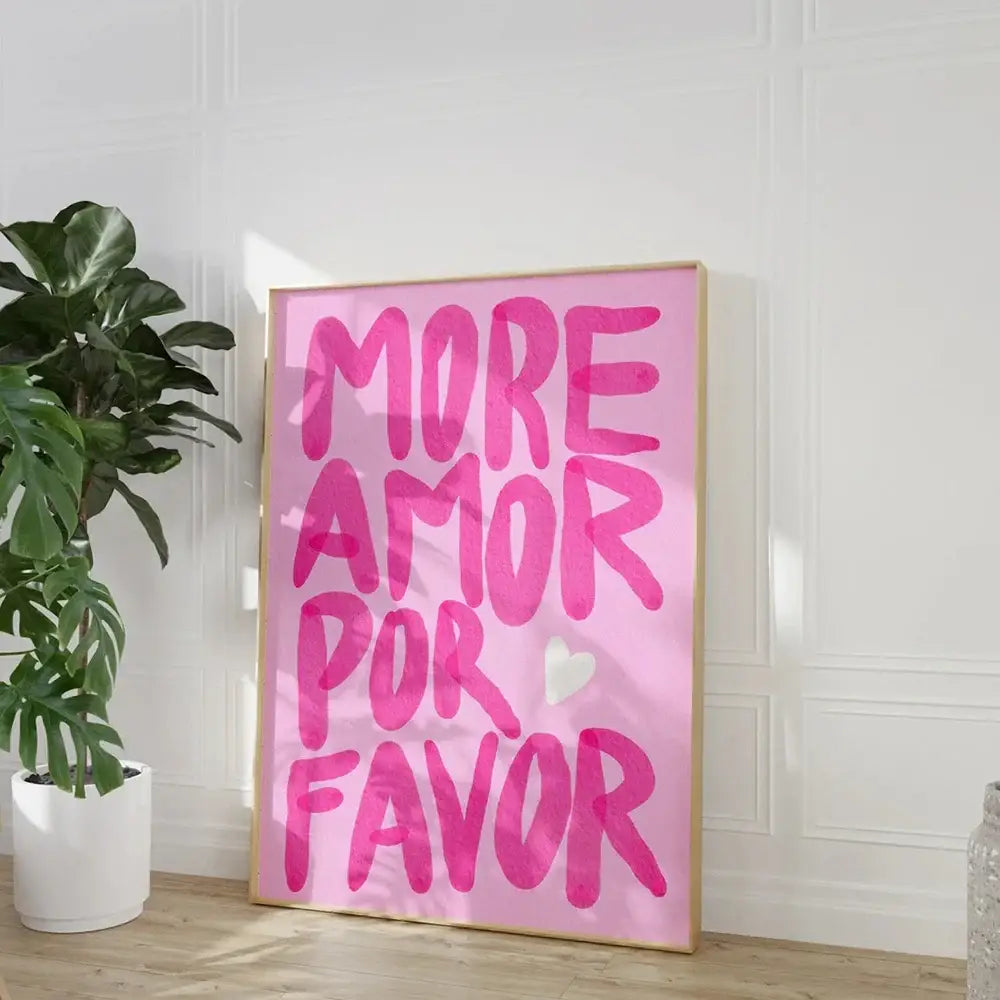 DecorBites™ Be Kind love quote wall art canvas featuring vibrant pink frame and bold hand-painted lettering
