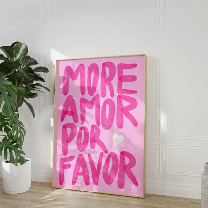 DecorBites™ Be Kind love quote wall art canvas featuring vibrant pink frame and bold hand-painted lettering