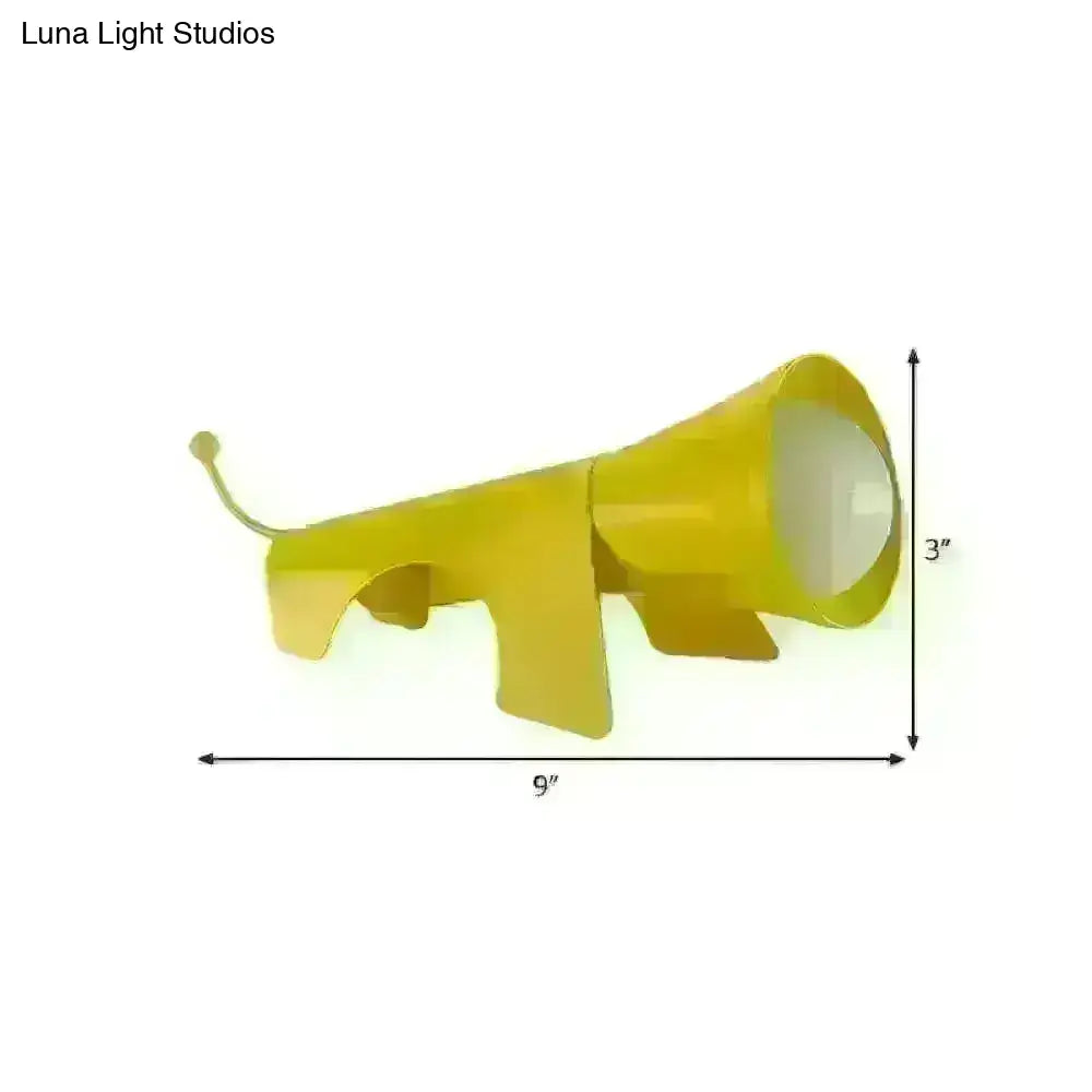 Lucy - Cartoon Red/Yellow Night Table Lamp - Dog-Like Metallic Shade