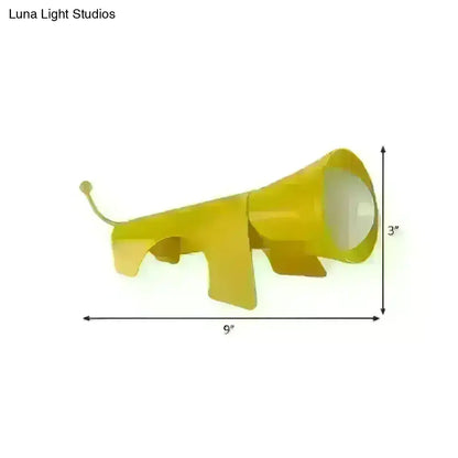 Lucy - Cartoon Red/Yellow Night Table Lamp - Dog-Like Metallic Shade