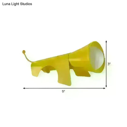 Lucy - Cartoon Red/Yellow Night Table Lamp - Dog-Like Metallic Shade