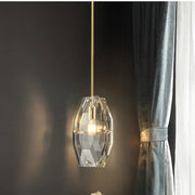 Luxe faceted gold crystal glass pendant lamp with a gold-toned chain for kitchen or bedroom decorbites crystal glass pendant