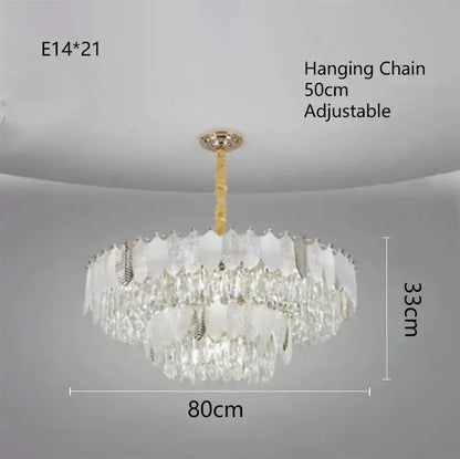 Luxe gold decorbites crystal indoor chandelier with multi-tiered clear glass crystals for living room decor