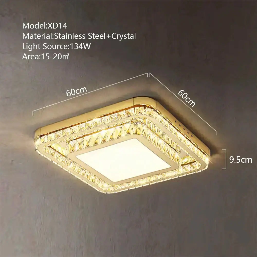 Luxe gold crystal led ceiling chandelier with stainless steel and crystal accents emitting warm white light for dining room decorbites crystal led