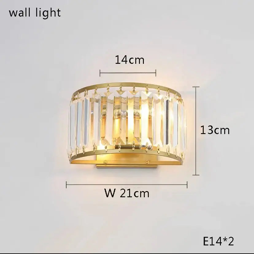 Luxe gold crystal led ceiling chandelier with vertical crystal rods and two e14 bulbs for dining room decorbites crystal led