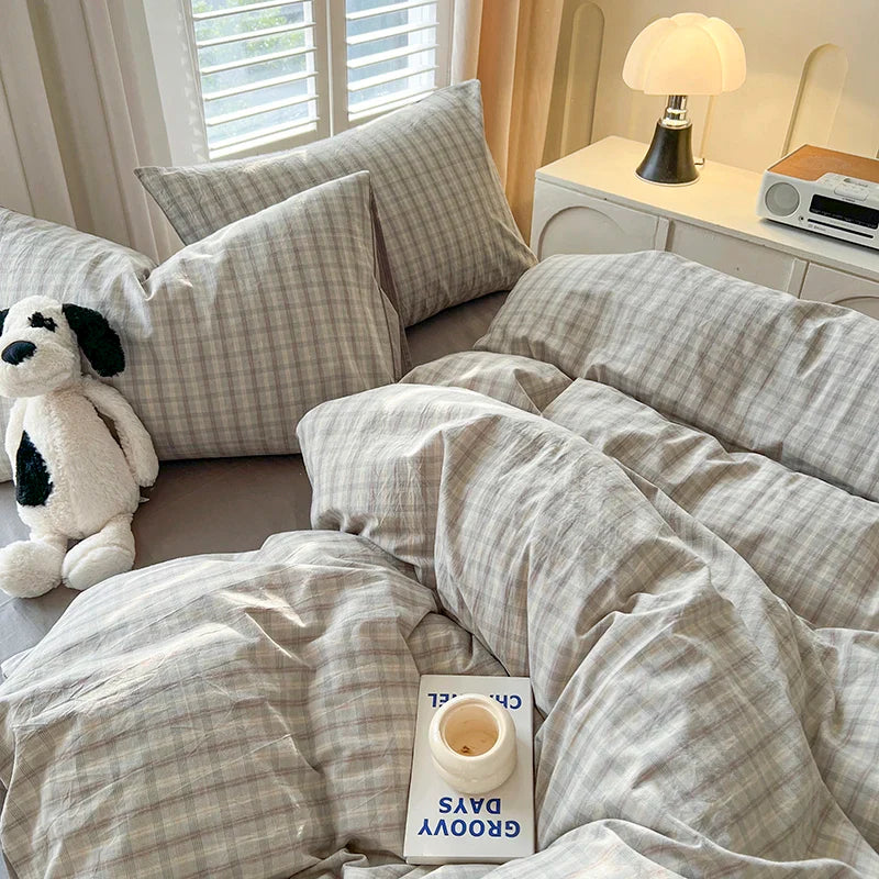 Luxurious 2024 Grid Lattice Bedding Set - Full180x220 4pcs / Meet / CHINA