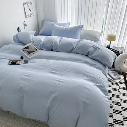 Luxurious Cotton Bedding Set (Various Sizes) - Light Sky Blue / Twin Size 4pcs