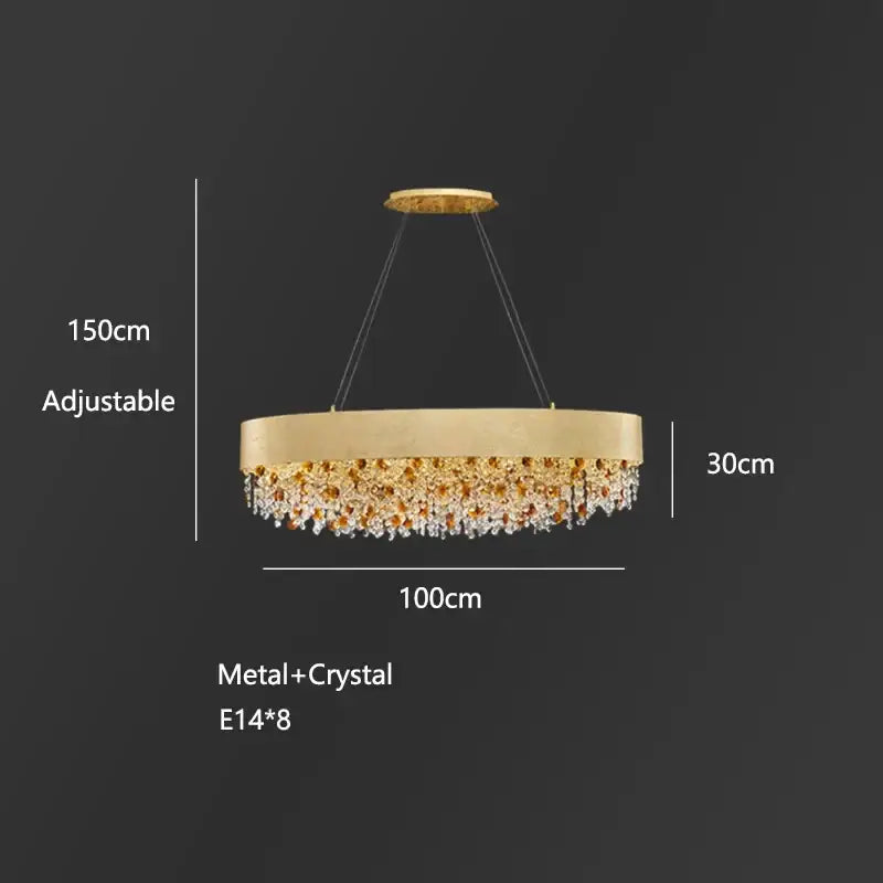 Luxurious gold circular crystal chandelier with cascading crystals and adjustable height for living room decorbites circular crystal pendant