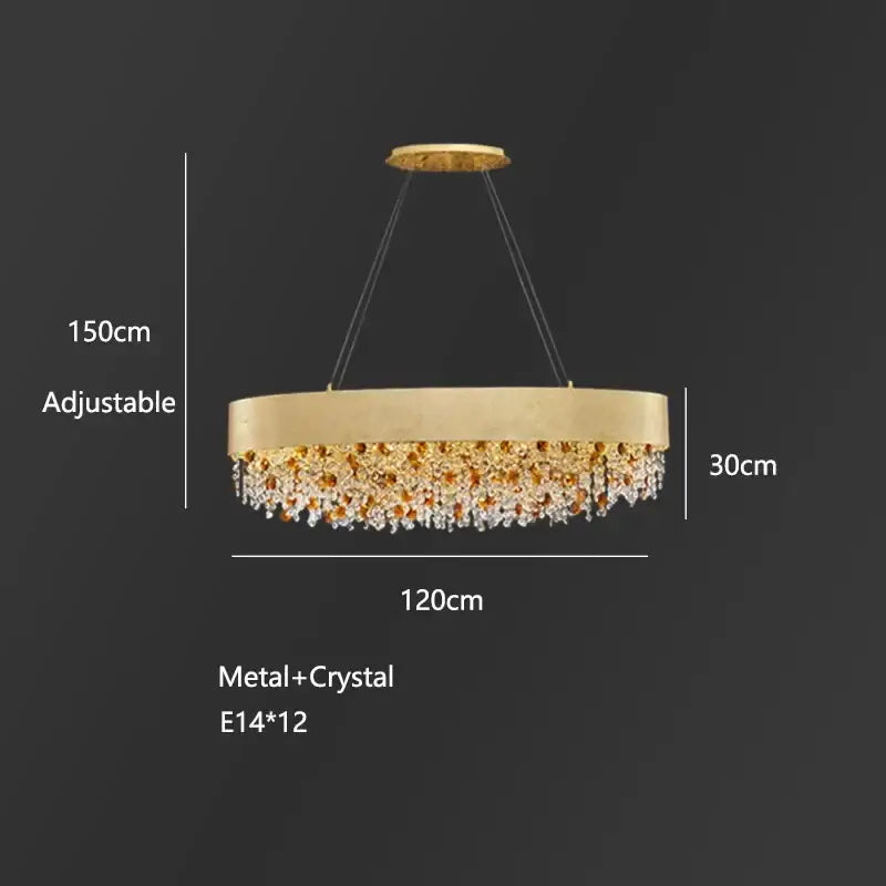 Luxurious gold circular crystal chandelier with cascading crystals and metal frame decorbites circular crystal pendant light